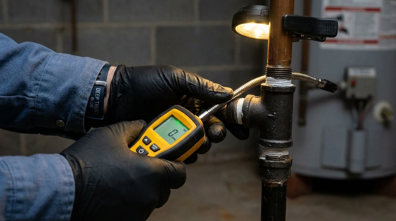 Gas leak detection with electronic sniffer by Johns Plumbing LLC in Woodburn