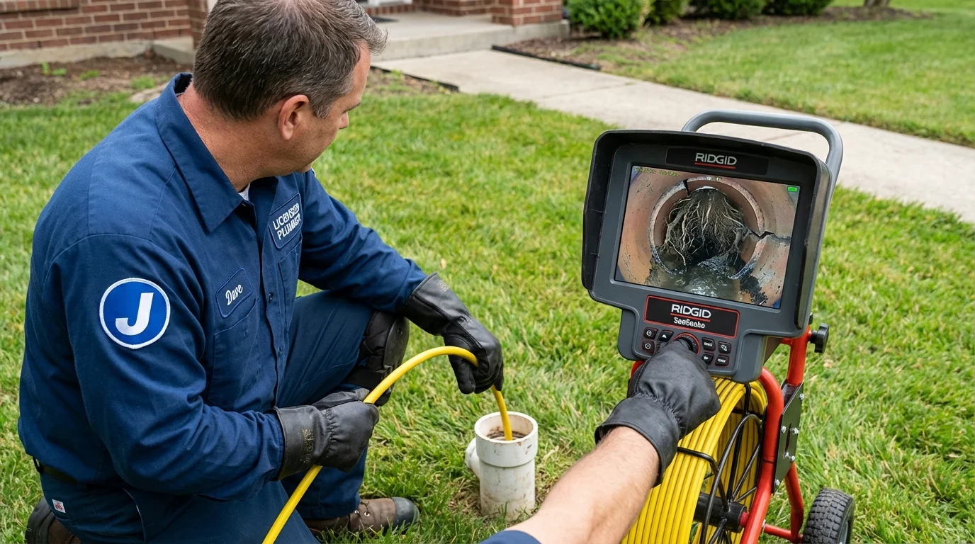Sewer camera inspection being performed by Johns Plumbing LLC in Woodburn